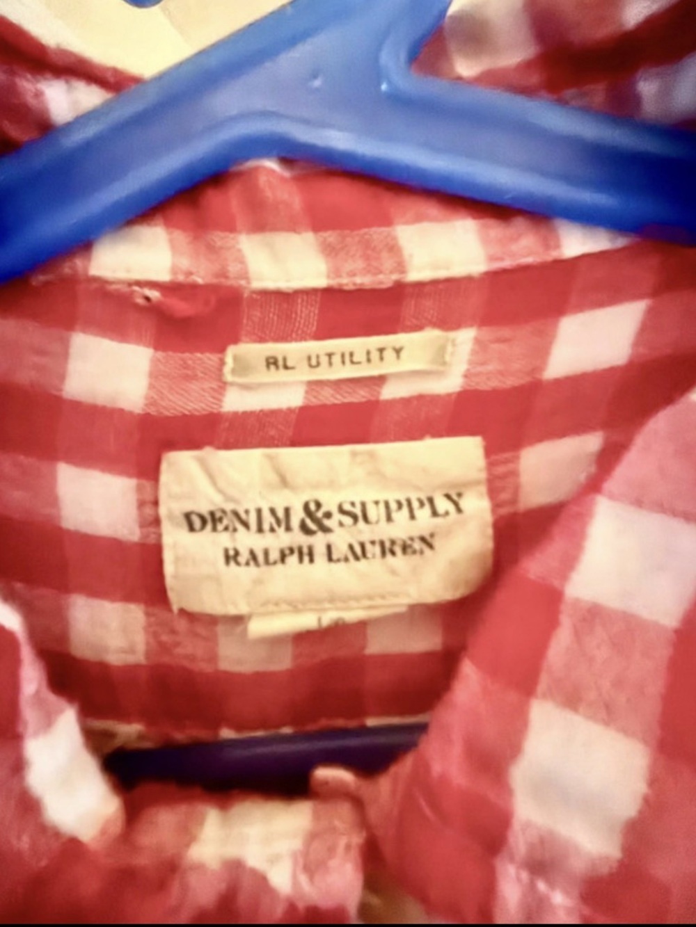 Ralph Lauren Red and White Gingham Button-Front Shirt - Picture 3 of 3